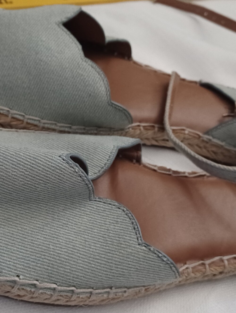 Indigo Rd. Scalloped Espadrille Sandals in Sage Green ankle strap
